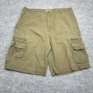 G.H. Bass Earth Mens Cargo Shorts Olive Green Cotton Utility Hiking Size 36